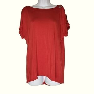 Cable and Gauge Cold Shoulder Blouse